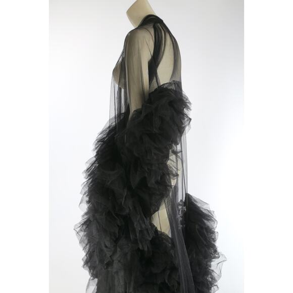 Black Sheer Tulle Puffy Robe Gown Dramatic Layered Boudoir Photoshoot Dress S - Picture 10 of 16